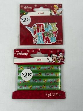 Disney Christmas Tinker Bell Appliqué Patch & Holiday Ribbon Craft